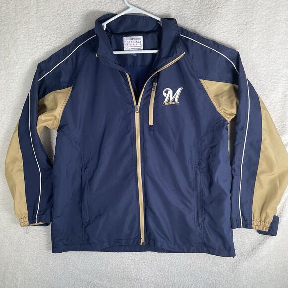 Milwaukee Brewers Windbreaker Jacket Mens Large GIII Carl Banks MLB Full Zip - Picture 1 of 16